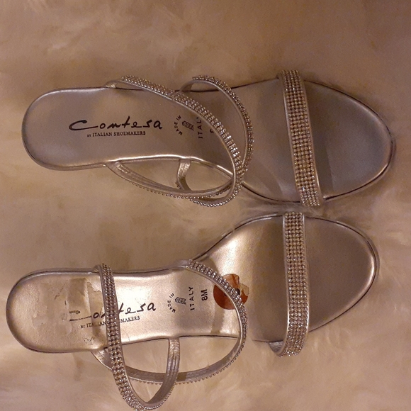 Silver Rhinestone Dress Sandals - Picture 3 of 6